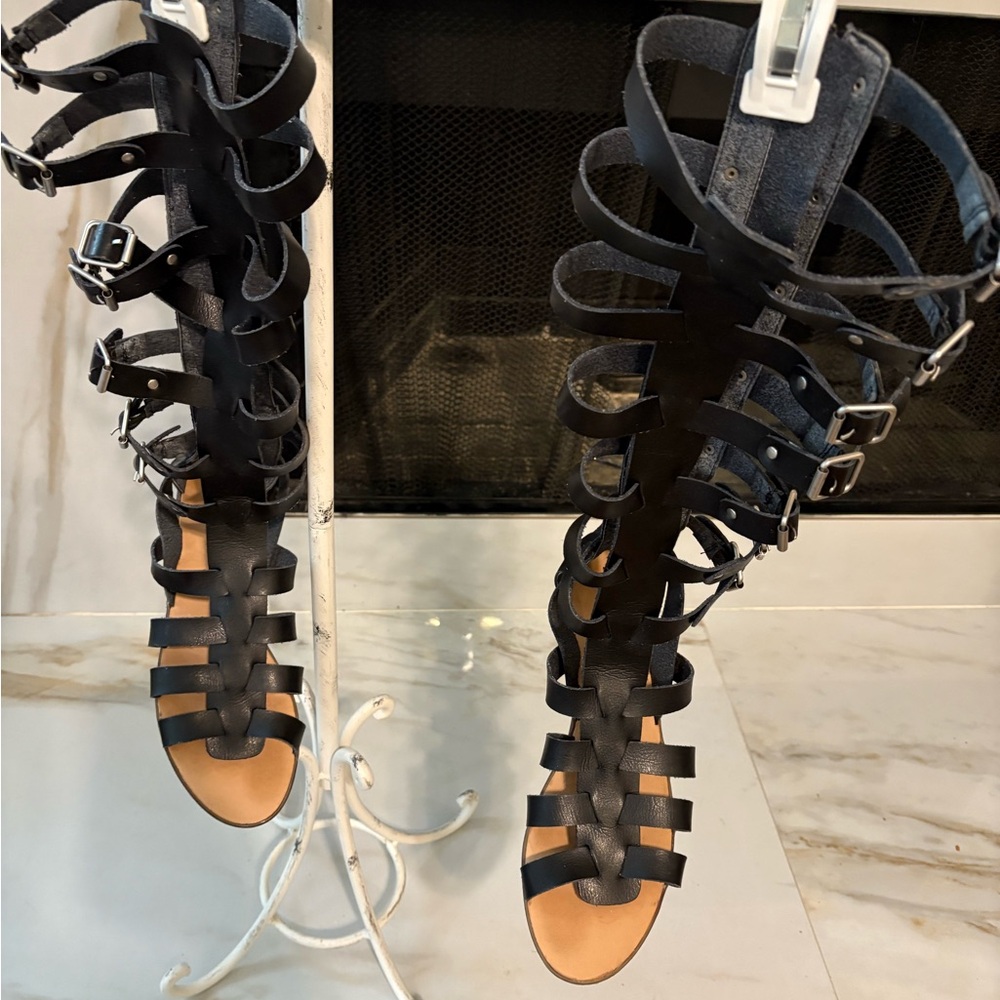 Madden Girl Black and Tan Gladiator Sandals